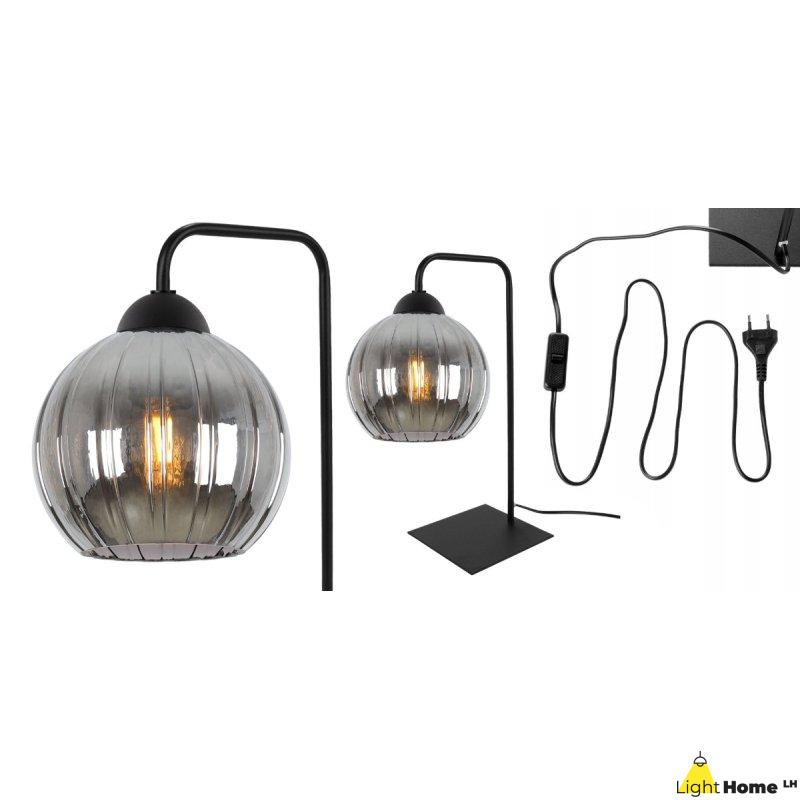 Lampa stołowa lampka nocna grafitowy klosz COSTA szklany kula do salonu kuchni E27