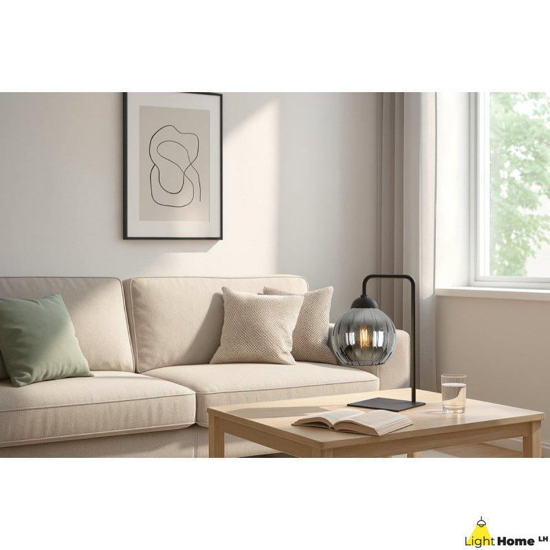 Lampa stołowa lampka nocna grafitowy klosz COSTA szklany kula do salonu kuchni E27
