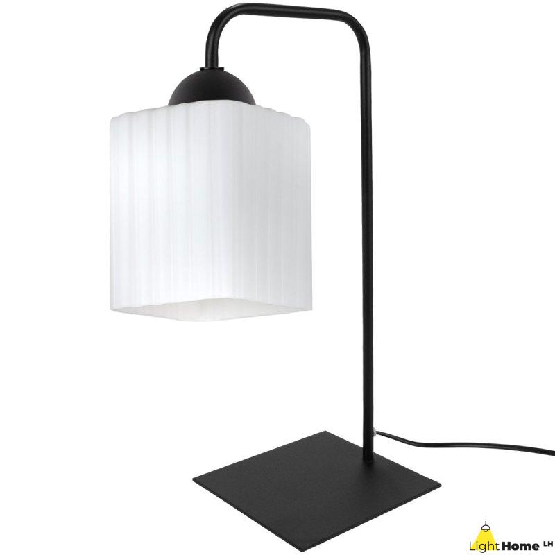 Lampa stołowa lampka nocna klosz RIFFLE szklany ryflowany do sypialni salonu E27