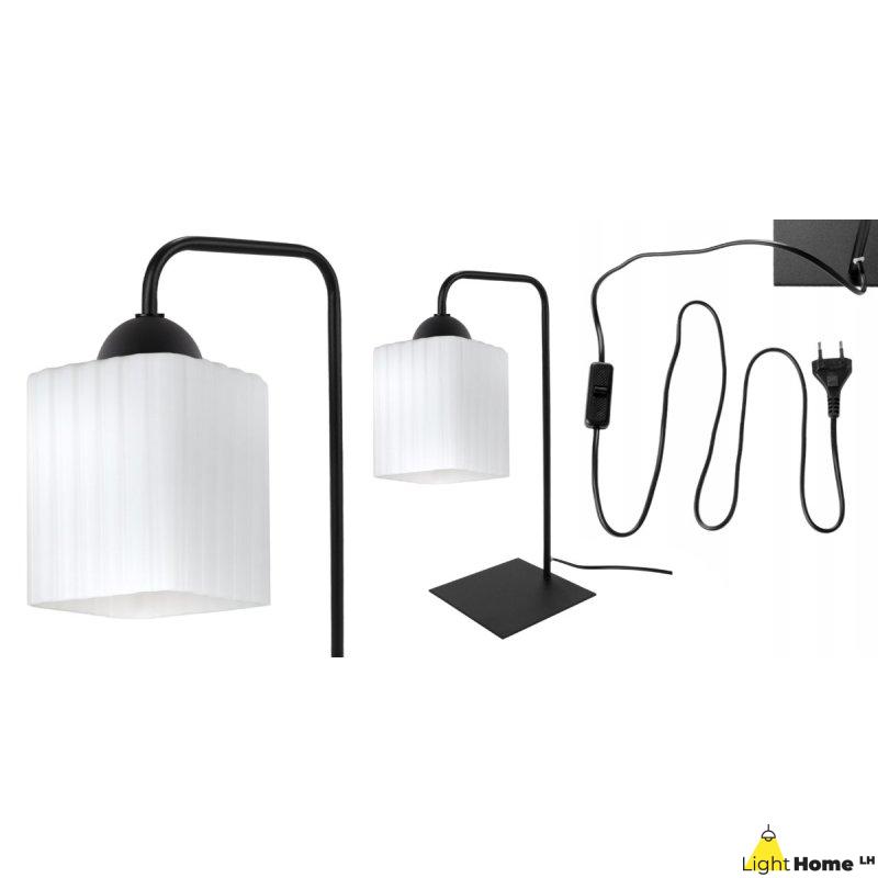Lampa stołowa lampka nocna klosz RIFFLE szklany ryflowany do sypialni salonu E27