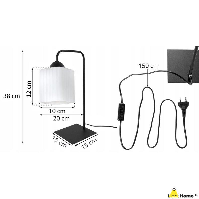 Lampa stołowa lampka nocna klosz RIFFLE szklany ryflowany do sypialni salonu E27