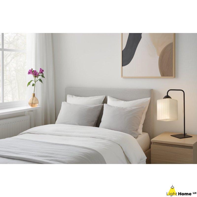 Lampa stołowa lampka nocna klosz RIFFLE szklany ryflowany do sypialni salonu E27