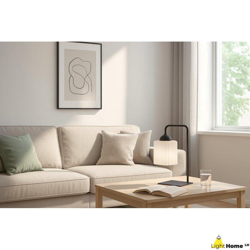 Lampa stołowa lampka nocna klosz RIFFLE szklany ryflowany do sypialni salonu E27