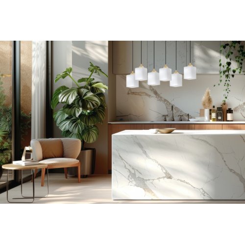 Lampa wisząca sufitowa żyrandol czarno-złoty RIFFLE szklany ryflowany nad stół i wyspę E27