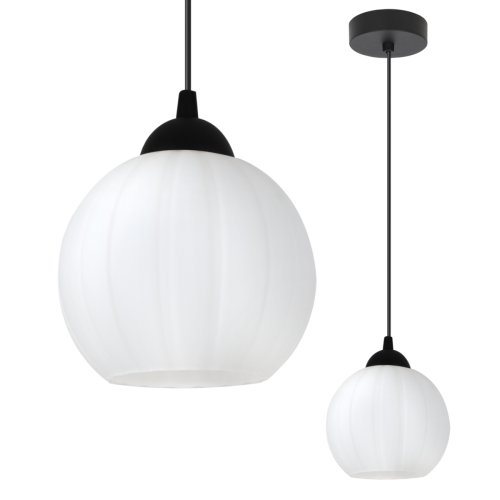 Lampa wisząca sufitowa żyrandol COSTA pojedynczy biały szklany kula glamour nad stół E27