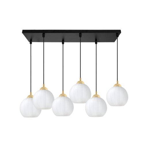 Lampa wisząca sufitowa żyrandol czarno-złoty COSTA szklany nowoczesny kula 6 źródeł
