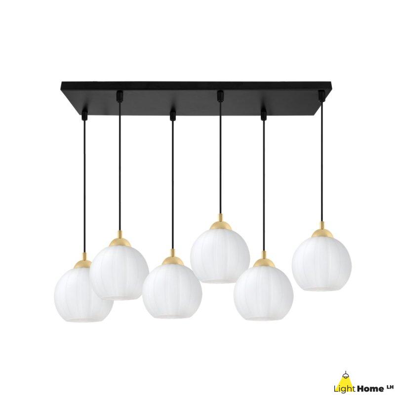 Lampa wisząca sufitowa żyrandol czarno-złoty COSTA szklany nowoczesny kula 6 źródeł