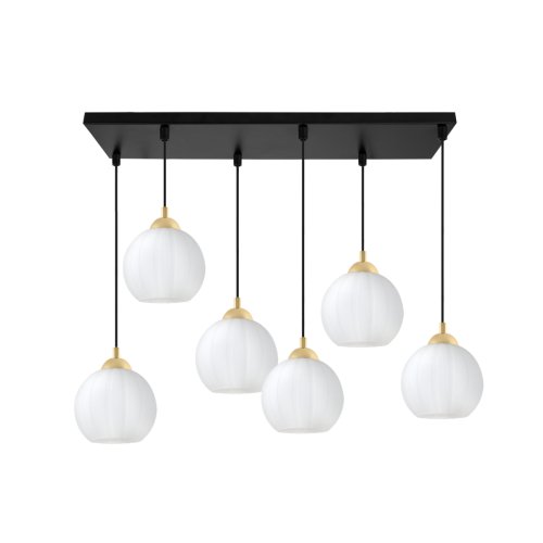 Lampa wisząca sufitowa żyrandol czarno-złoty COSTA szklany nowoczesny kula 6 źródeł
