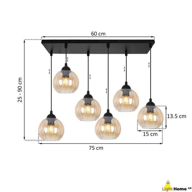 Lampa wisząca sufitowa żyrandol topazowy COSTA szklany kula do jadalni salonu nad stół