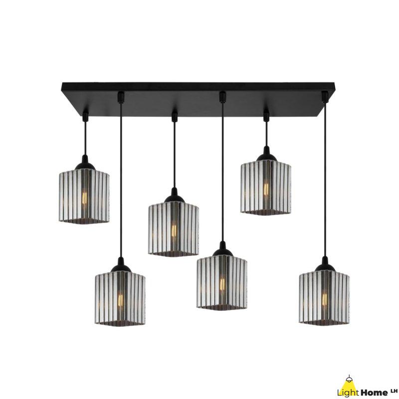 Lampa wisząca sufitowa żyrandol grafitowy RIFFLE szklany ryflowany do salonu kuchni