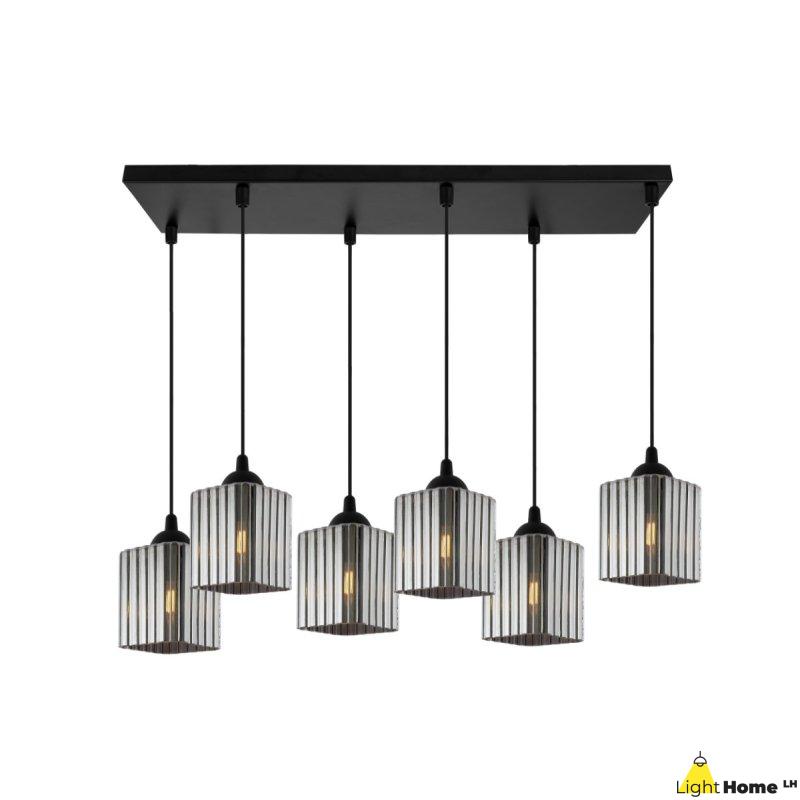 Lampa wisząca sufitowa żyrandol grafitowy RIFFLE szklany ryflowany do salonu kuchni