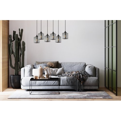 Lampa wisząca sufitowa żyrandol grafitowy RIFFLE szklany ryflowany do salonu kuchni