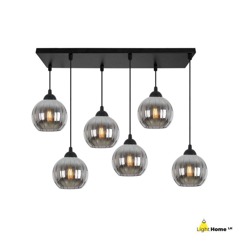 Lampa wisząca sufitowa żyrandol grafitowy COSTA szklany kula nad stół i wyspę E27