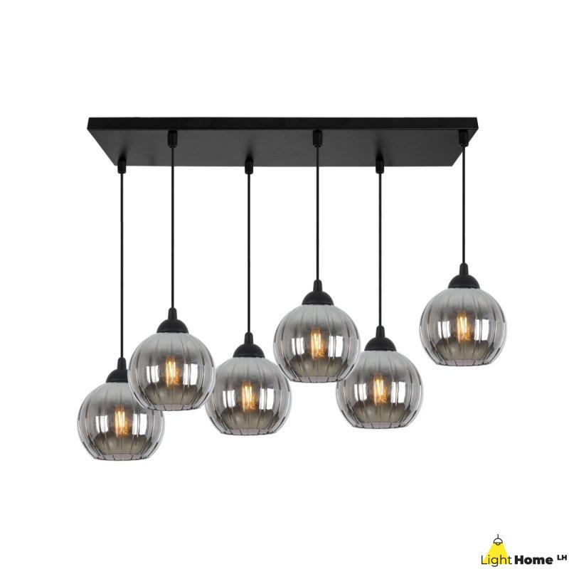 Lampa wisząca sufitowa żyrandol grafitowy COSTA szklany kula nad stół i wyspę E27