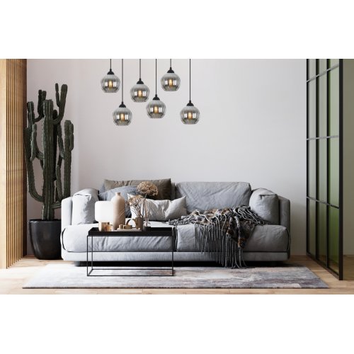 Lampa wisząca sufitowa żyrandol grafitowy COSTA szklany kula nad stół i wyspę E27