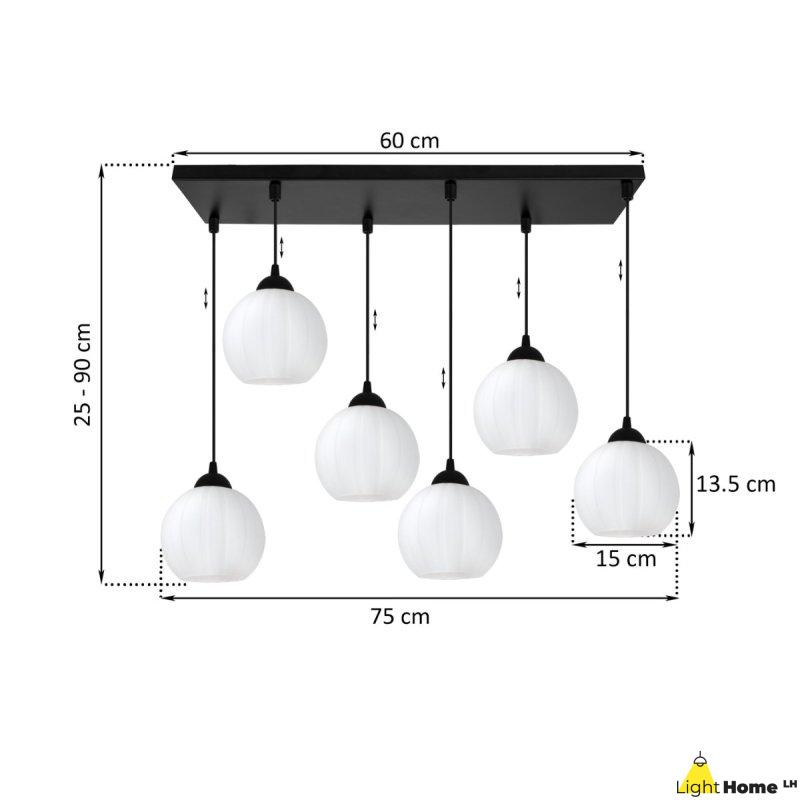 Lampa wisząca sufitowa żyrandol COSTA szklany biała kula do salonu kuchni jadalni