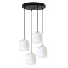 Lampa wisząca sufitowa żyrandol RIFFLE szklany biały nowoczesny czarna listwa 4 źródła