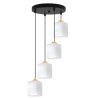 Lampa wisząca sufitowa żyrandol RIFFLE szklany biały nowoczesny czarna listwa 4 źródła