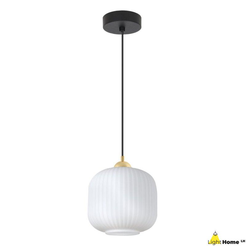 Lampa wisząca sufitowa żyrandol RIFFLE pojedynczy biały szklany do salonu kuchni łazienki
