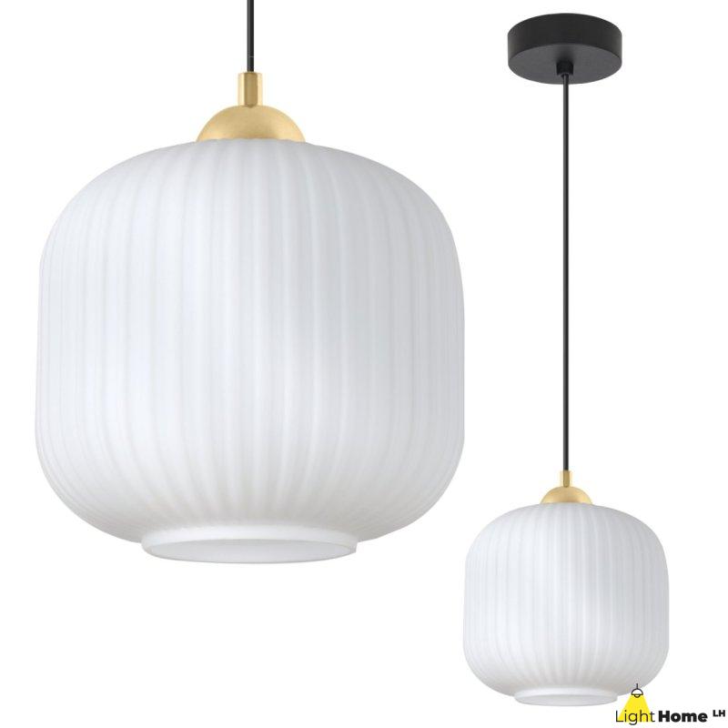 Lampa wisząca sufitowa żyrandol RIFFLE pojedynczy biały szklany do salonu kuchni łazienki