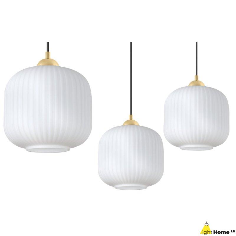 Lampa wisząca sufitowa żyrandol RIFFLE pojedynczy biały szklany do salonu kuchni łazienki