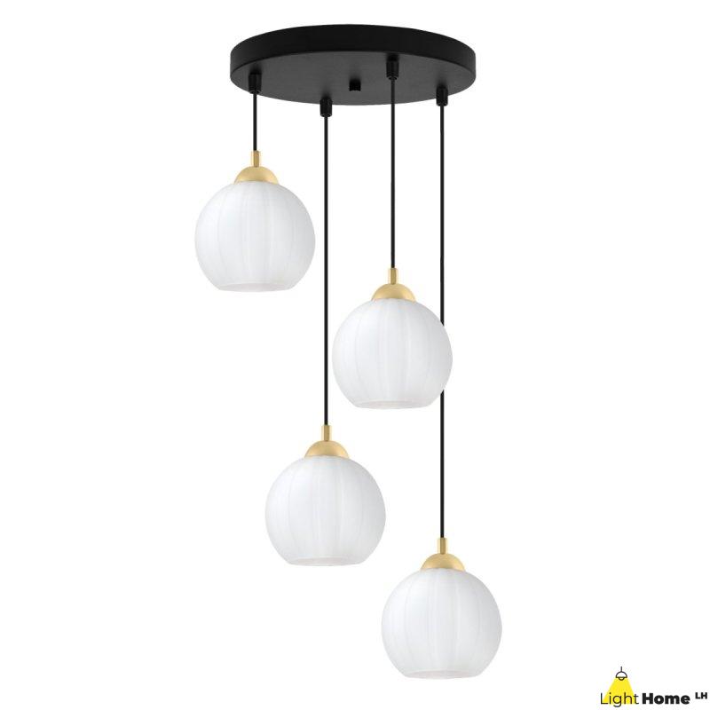 Lampa wisząca sufitowa żyrandol COSTA szklany kula nad stół i wyspę E27 czarna listwa