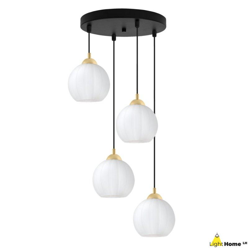 Lampa wisząca sufitowa żyrandol COSTA szklany kula nad stół i wyspę E27 czarna listwa