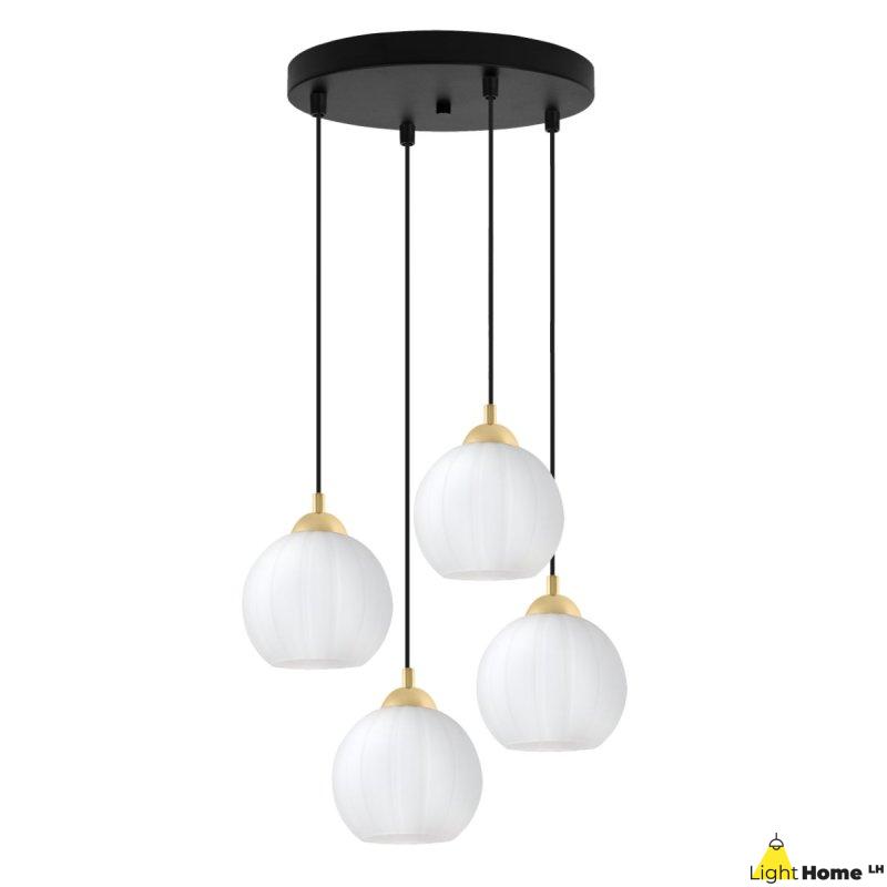Lampa wisząca sufitowa żyrandol COSTA szklany kula nad stół i wyspę E27 czarna listwa