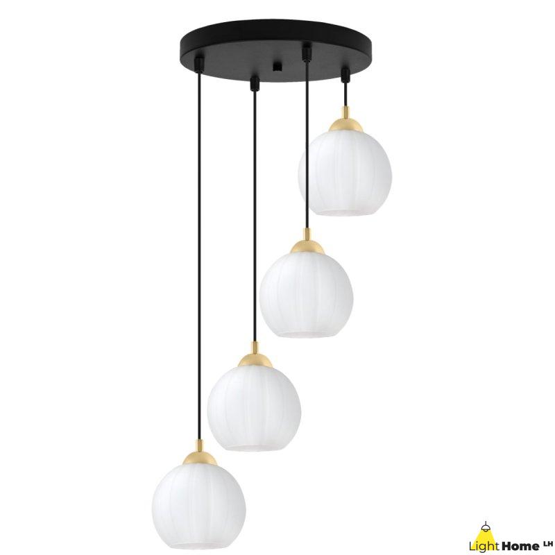 Lampa wisząca sufitowa żyrandol COSTA szklany kula nad stół i wyspę E27 czarna listwa