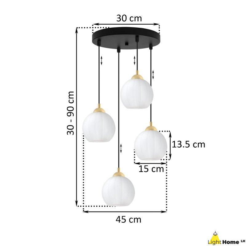 Lampa wisząca sufitowa żyrandol COSTA szklany kula nad stół i wyspę E27 czarna listwa