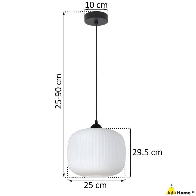 Lampa wisząca sufitowa żyrandol RIFFLE pojedynczy biały szklany ryflowany do jadalni kuchni salonu