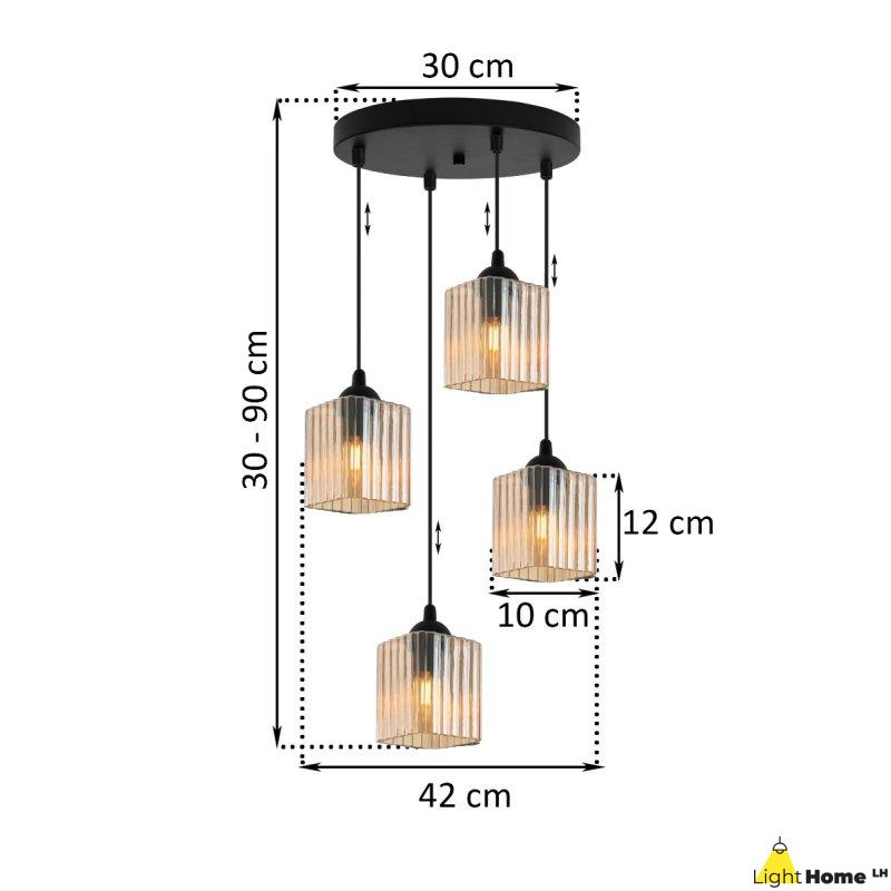 Lampa wisząca sufitowa żyrandol topazowy RIFFLE szklany do salonu kuchni nowoczesny