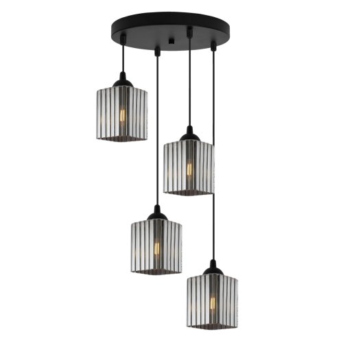 Lampa wisząca sufitowa żyrandol grafitowy RIFFLE szklany ryflowany listwa do salonu jadalni