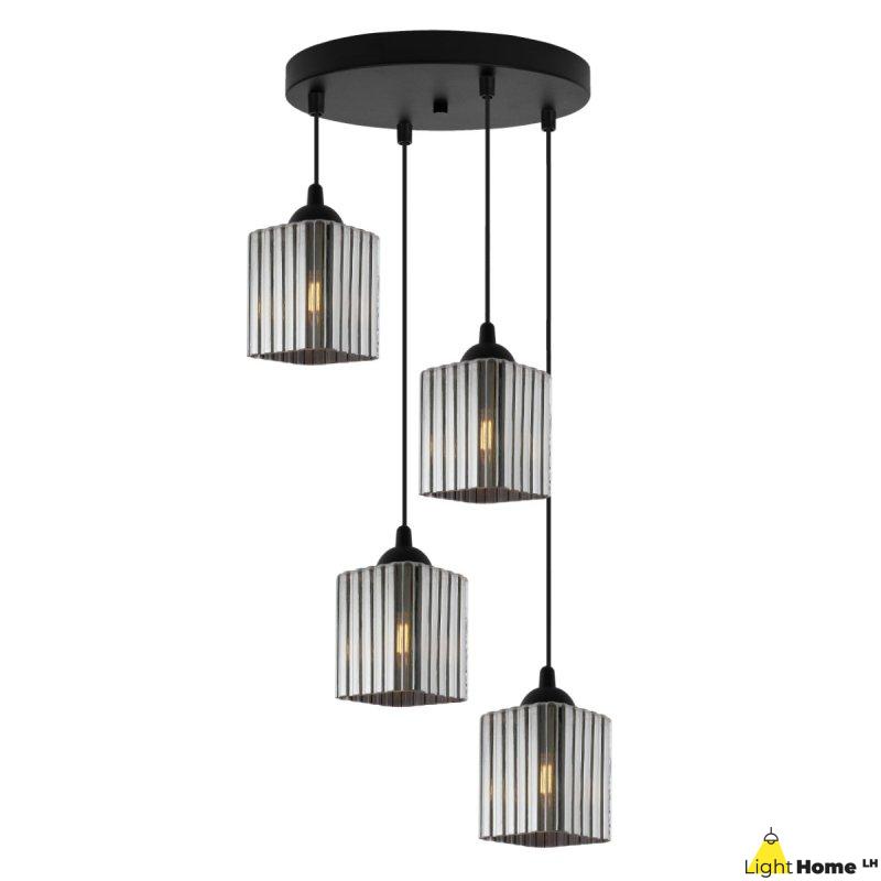 Lampa wisząca sufitowa żyrandol grafitowy RIFFLE szklany ryflowany listwa do salonu jadalni