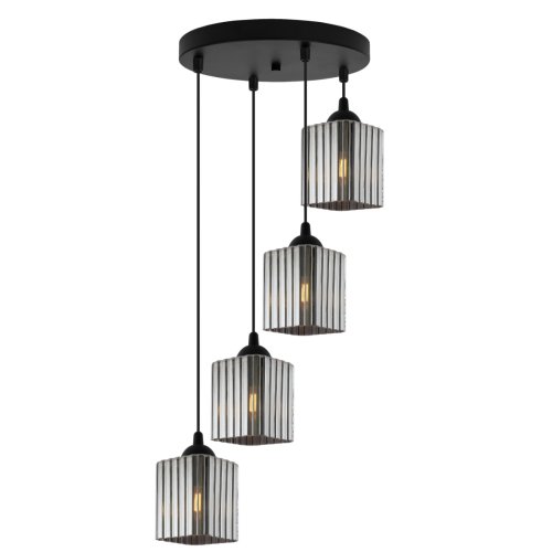 Lampa wisząca sufitowa żyrandol grafitowy RIFFLE szklany ryflowany listwa do salonu jadalni