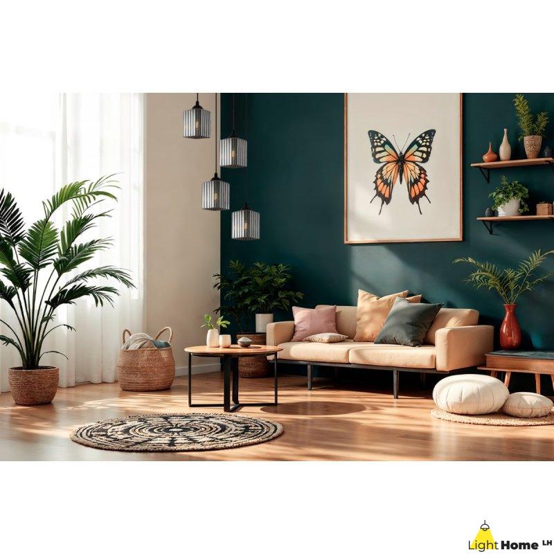 Lampa wisząca sufitowa żyrandol grafitowy RIFFLE szklany ryflowany listwa do salonu jadalni