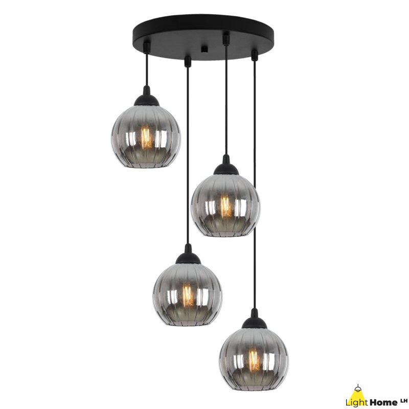 Lampa wisząca sufitowa żyrandol grafitowy COSTA szklany kula glamour nad stół i wyspę E27