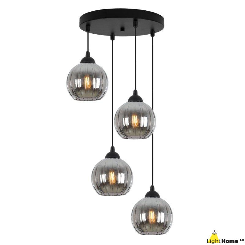Lampa wisząca sufitowa żyrandol grafitowy COSTA szklany kula glamour nad stół i wyspę E27