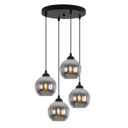 Lampa wisząca sufitowa żyrandol grafitowy COSTA szklany kula glamour nad stół i wyspę E27