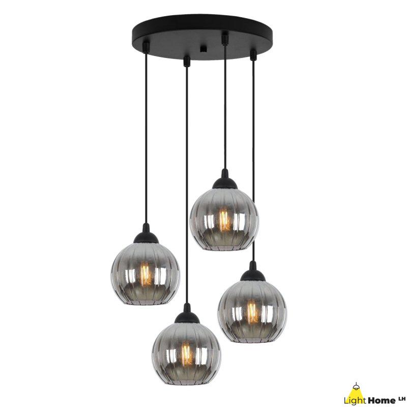 Lampa wisząca sufitowa żyrandol grafitowy COSTA szklany kula glamour nad stół i wyspę E27
