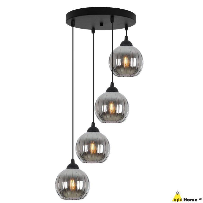 Lampa wisząca sufitowa żyrandol grafitowy COSTA szklany kula glamour nad stół i wyspę E27