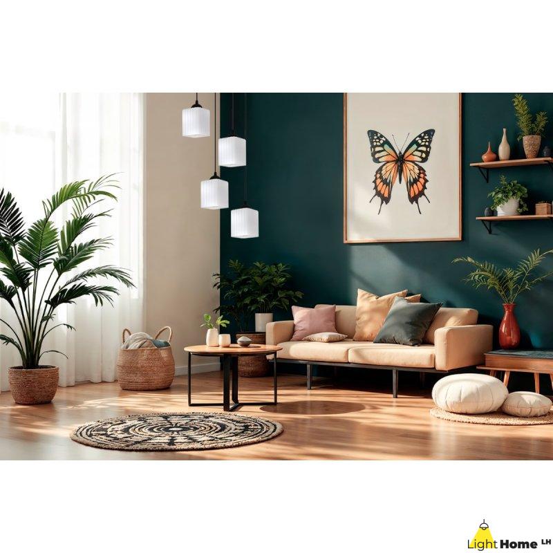 Lampa wisząca sufitowa żyrandol RIFFLE szklany nowoczesny glamour nad stół i wyspę E27