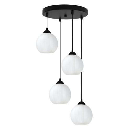 Lampa wisząca sufitowa żyrandol COSTA szklany kula nad stół i wyspę E27 czarna listwa