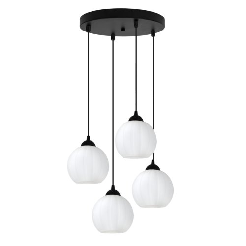 Lampa wisząca sufitowa żyrandol COSTA szklany kula nad stół i wyspę E27 czarna listwa