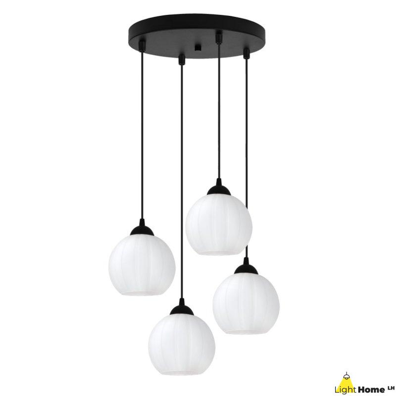 Lampa wisząca sufitowa żyrandol COSTA szklany kula nad stół i wyspę E27 czarna listwa