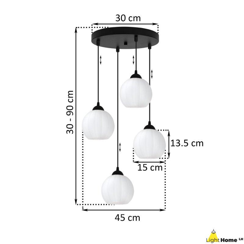 Lampa wisząca sufitowa żyrandol COSTA szklany kula nad stół i wyspę E27 czarna listwa