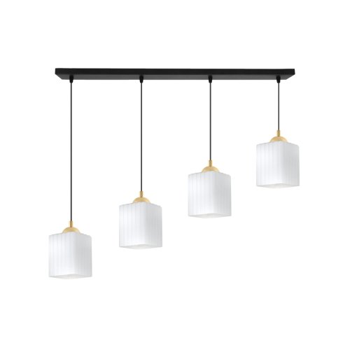 Lampa wisząca sufitowa żyrandol czarno-złoty RIFFLE szklany ryflowany do jadalni kuchni salonu