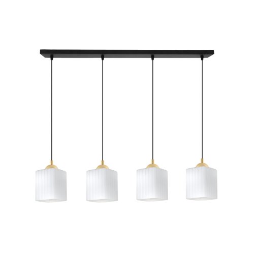 Lampa wisząca sufitowa żyrandol czarno-złoty RIFFLE szklany ryflowany do jadalni kuchni salonu