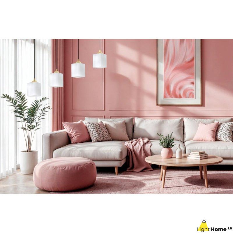Lampa wisząca sufitowa żyrandol czarno-złoty RIFFLE szklany ryflowany do jadalni kuchni salonu
