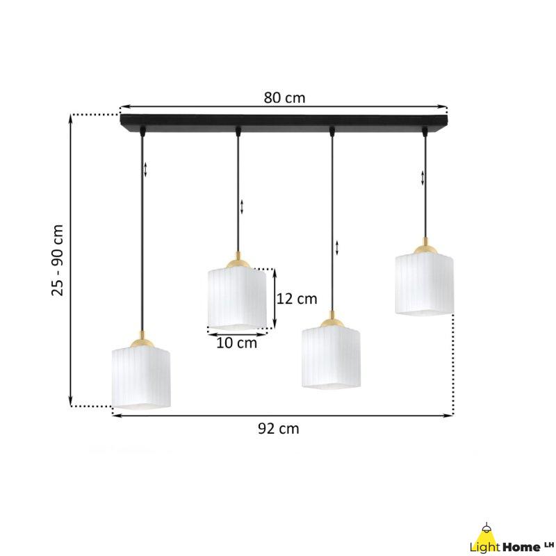 Lampa wisząca sufitowa żyrandol czarno-złoty RIFFLE szklany ryflowany do jadalni kuchni salonu